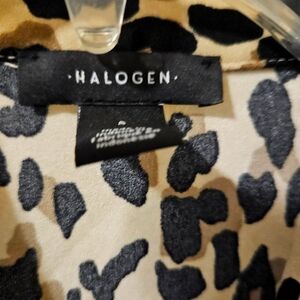 Halogen Black and Tan Animal Print Blouse